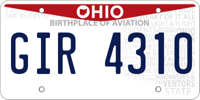 OH license plate GIR4310