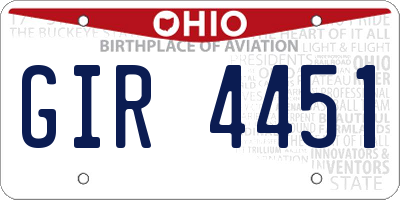 OH license plate GIR4451