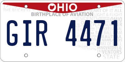 OH license plate GIR4471
