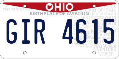OH license plate GIR4615