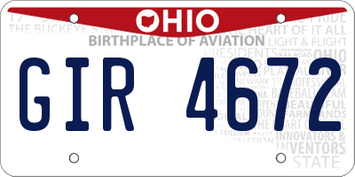 OH license plate GIR4672