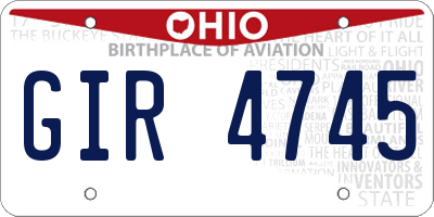 OH license plate GIR4745