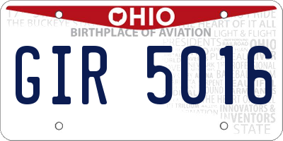 OH license plate GIR5016
