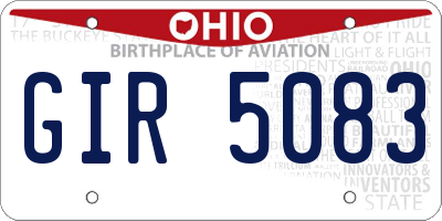 OH license plate GIR5083