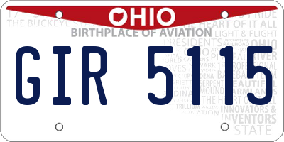 OH license plate GIR5115