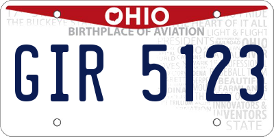OH license plate GIR5123