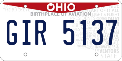 OH license plate GIR5137