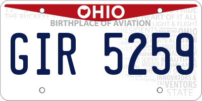 OH license plate GIR5259