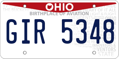 OH license plate GIR5348