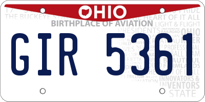 OH license plate GIR5361