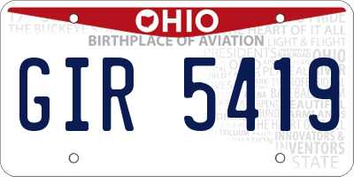 OH license plate GIR5419