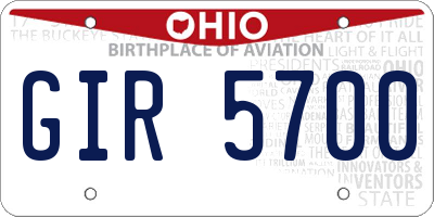 OH license plate GIR5700