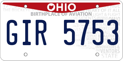 OH license plate GIR5753