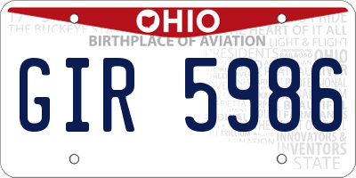 OH license plate GIR5986