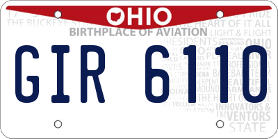 OH license plate GIR6110