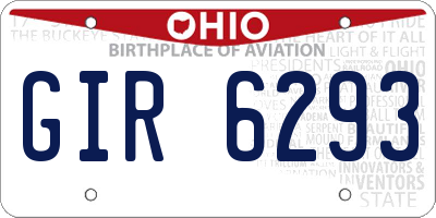 OH license plate GIR6293