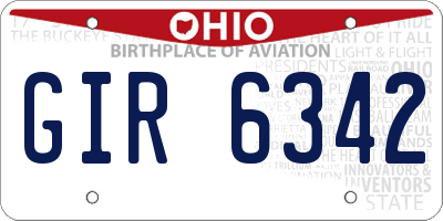 OH license plate GIR6342