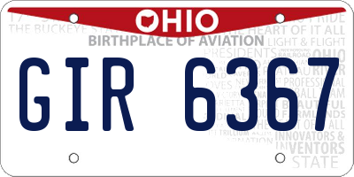 OH license plate GIR6367