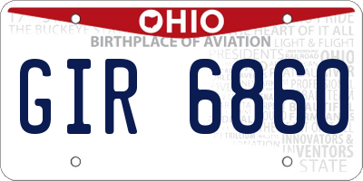OH license plate GIR6860