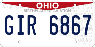 OH license plate GIR6867