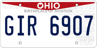OH license plate GIR6907