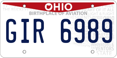 OH license plate GIR6989