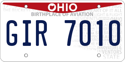 OH license plate GIR7010