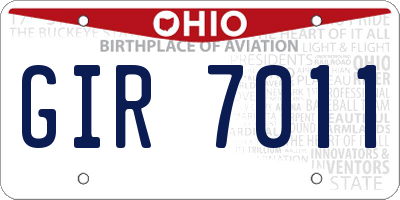 OH license plate GIR7011