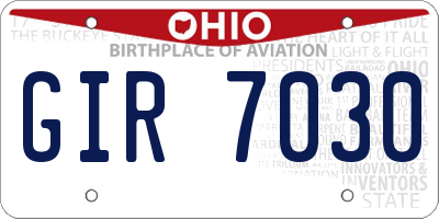 OH license plate GIR7030