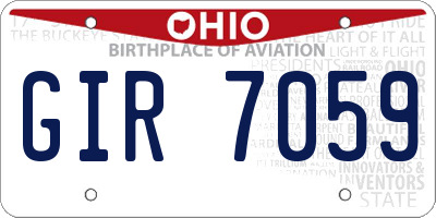 OH license plate GIR7059