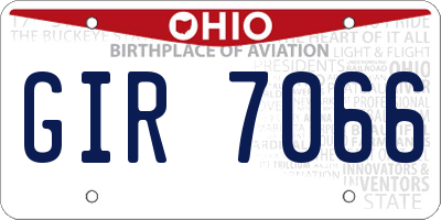 OH license plate GIR7066