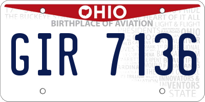 OH license plate GIR7136