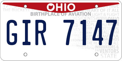 OH license plate GIR7147