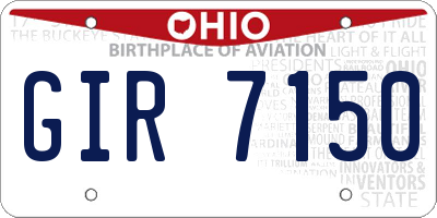 OH license plate GIR7150