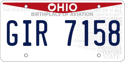 OH license plate GIR7158