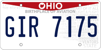 OH license plate GIR7175
