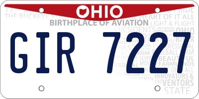 OH license plate GIR7227