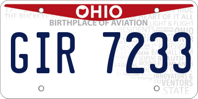 OH license plate GIR7233