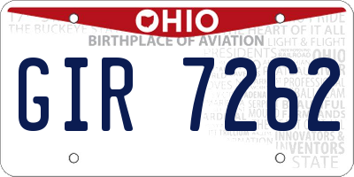 OH license plate GIR7262