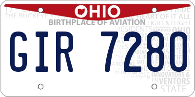 OH license plate GIR7280