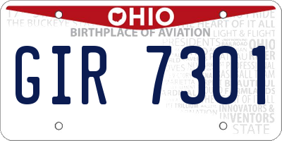 OH license plate GIR7301
