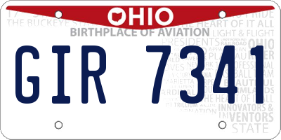 OH license plate GIR7341
