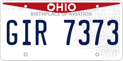 OH license plate GIR7373