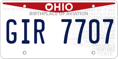 OH license plate GIR7707