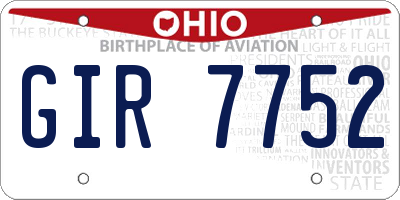 OH license plate GIR7752
