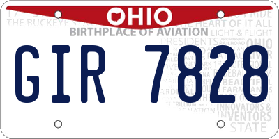 OH license plate GIR7828