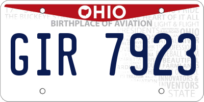 OH license plate GIR7923