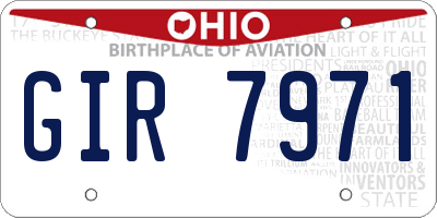 OH license plate GIR7971