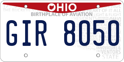 OH license plate GIR8050