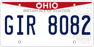 OH license plate GIR8082
